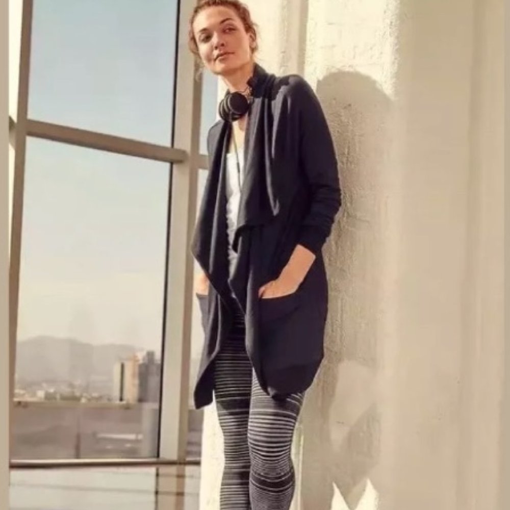 Women’s Draped Open-Front Cardigan Jacket - Charcoal